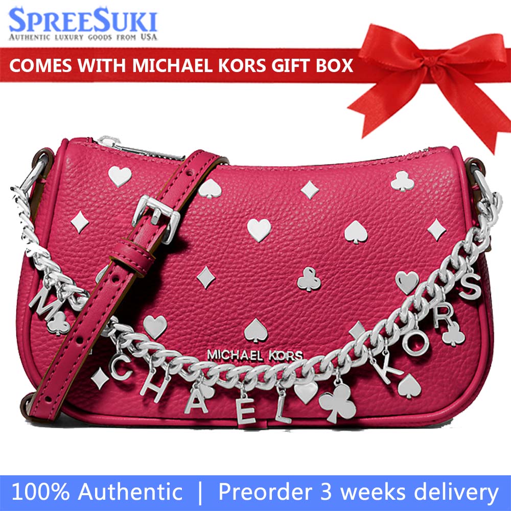 Michael Kors Carmela Small Embellished Convertible Crossbody Bag Dark Raspberry # 35F5S1QC1V