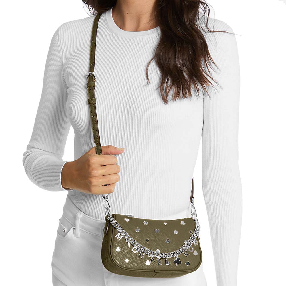Michael Kors Carmela Small Embellished Convertible Crossbody Bag Olive # 35F5S1QC1V