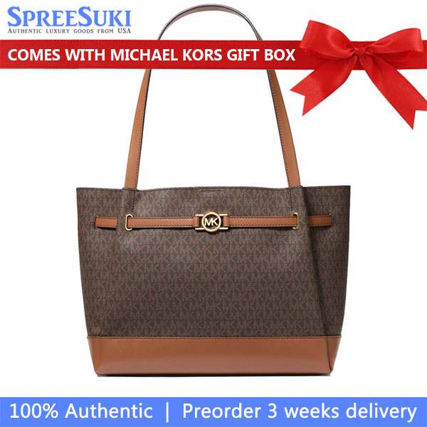 Michael Kors Reed Large Signature Logo Tote Bag Brown # 35F4G6RT3B