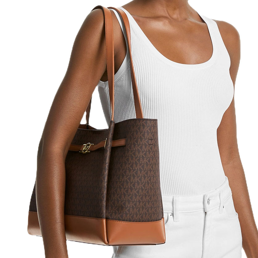Michael Kors Reed Large Signature Logo Tote Bag Brown # 35F4G6RT3B