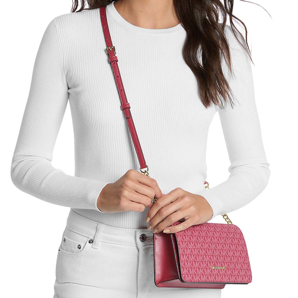Michael Kors Jet Set Signature Logo Crossbody Bag Dark Raspberry # 35F5STVC8V