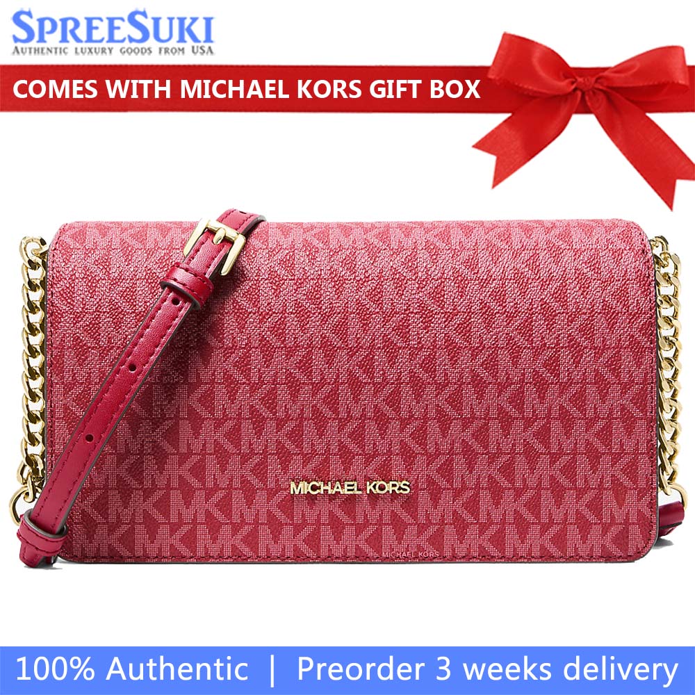 Michael Kors Jet Set Signature Logo Crossbody Bag Dark Raspberry # 35F5STVC8V