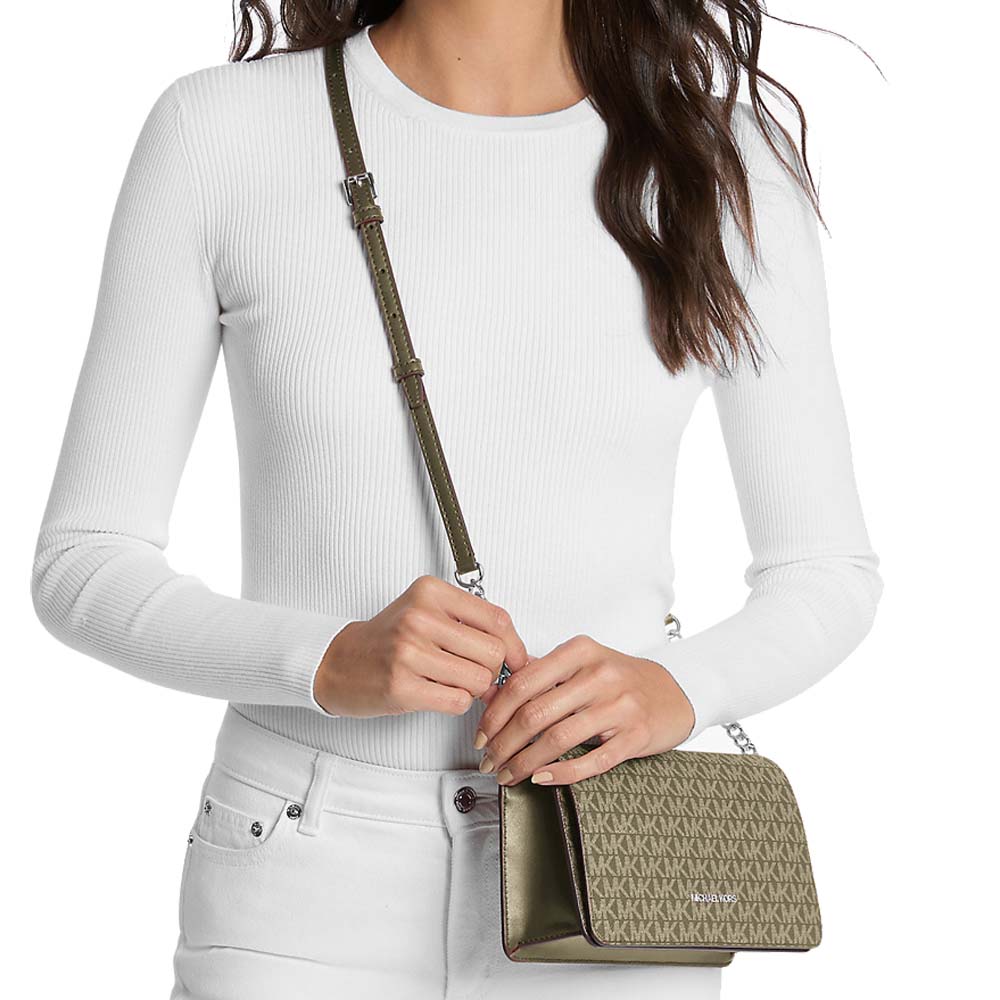 Michael Kors Jet Set Signature Logo Crossbody Bag Olive # 35F5STVC8V