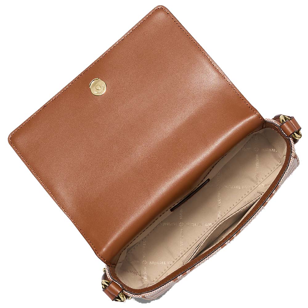 Michael Kors Vincent Small Logo Jacquard Crossbody Bag With Card Case Luggage # 35T5G2VC5J