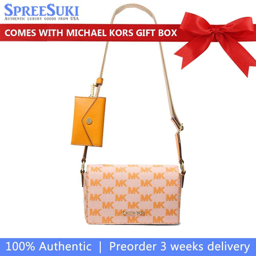 Michael Kors Vincent Small Logo Jacquard Crossbody Bag With Card Case Pop Orange # 35T5G2VC5J