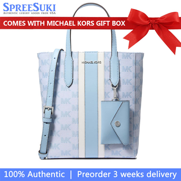 Michael Kors Vincent Small Logo Jacquard Tote Bag With Card Case Light Sky # 35S5S2VT5J