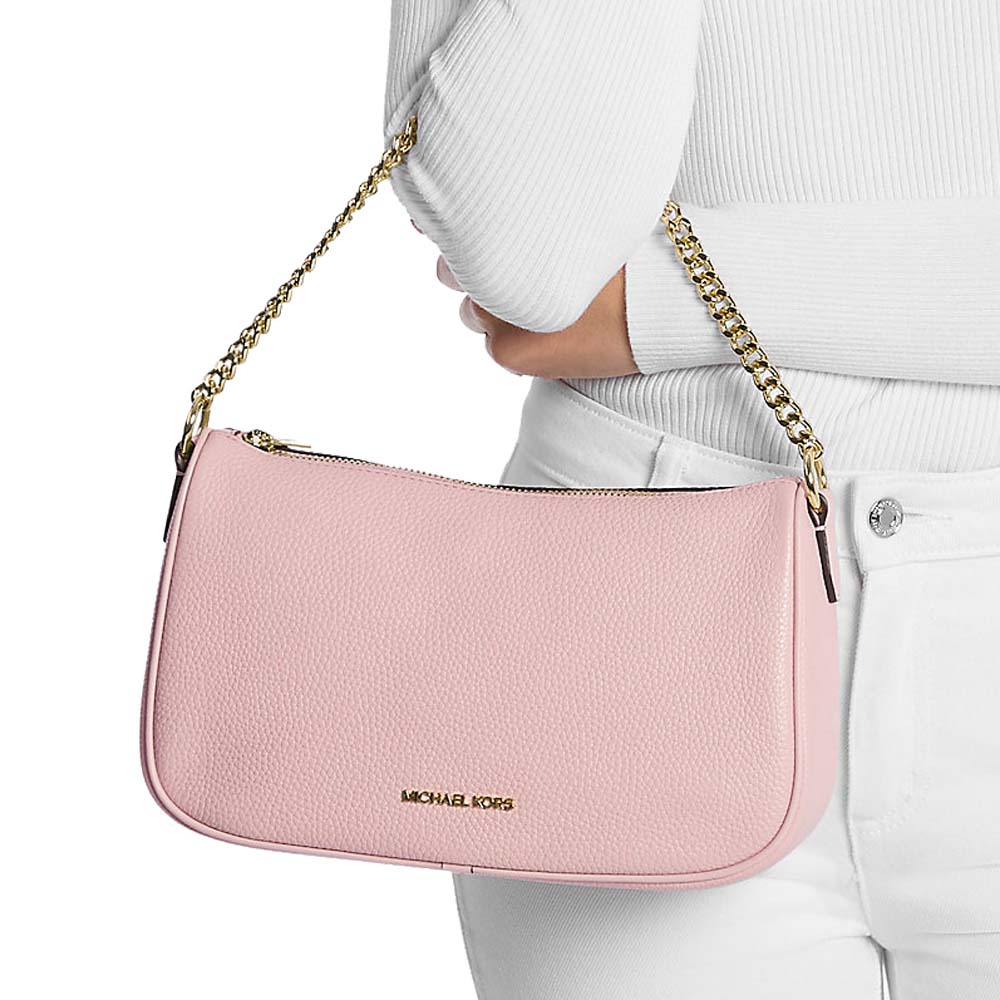 Michael Kors Carmela Medium Pebbled Leather Convertible Crossbody Bag Powder Blush # 35F4G1QC6L