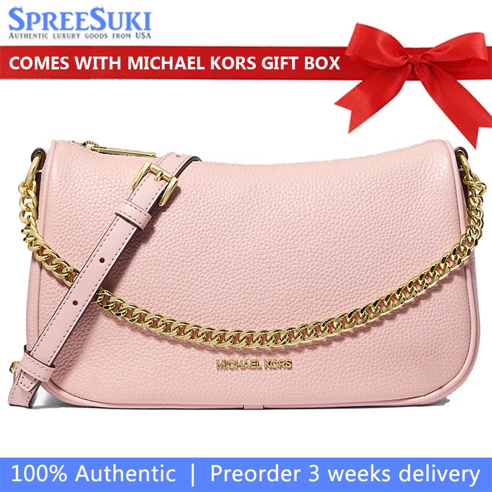 Michael Kors Carmela Medium Pebbled Leather Convertible Crossbody Bag Powder Blush # 35F4G1QC6L