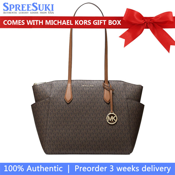 Michael Kors Marilyn Medium Signature Logo Tote Bag Brown # 35F5G6AT2B