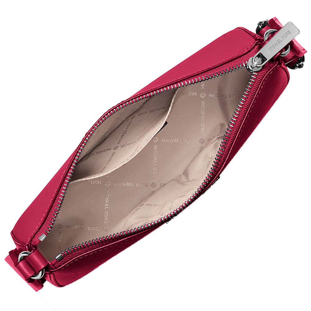 Michael Kors Jet Set Small Saffiano Leather Crossbody Bag With Case For Apple Airpods Pro Dark Raspberry # 35H3STVC5L