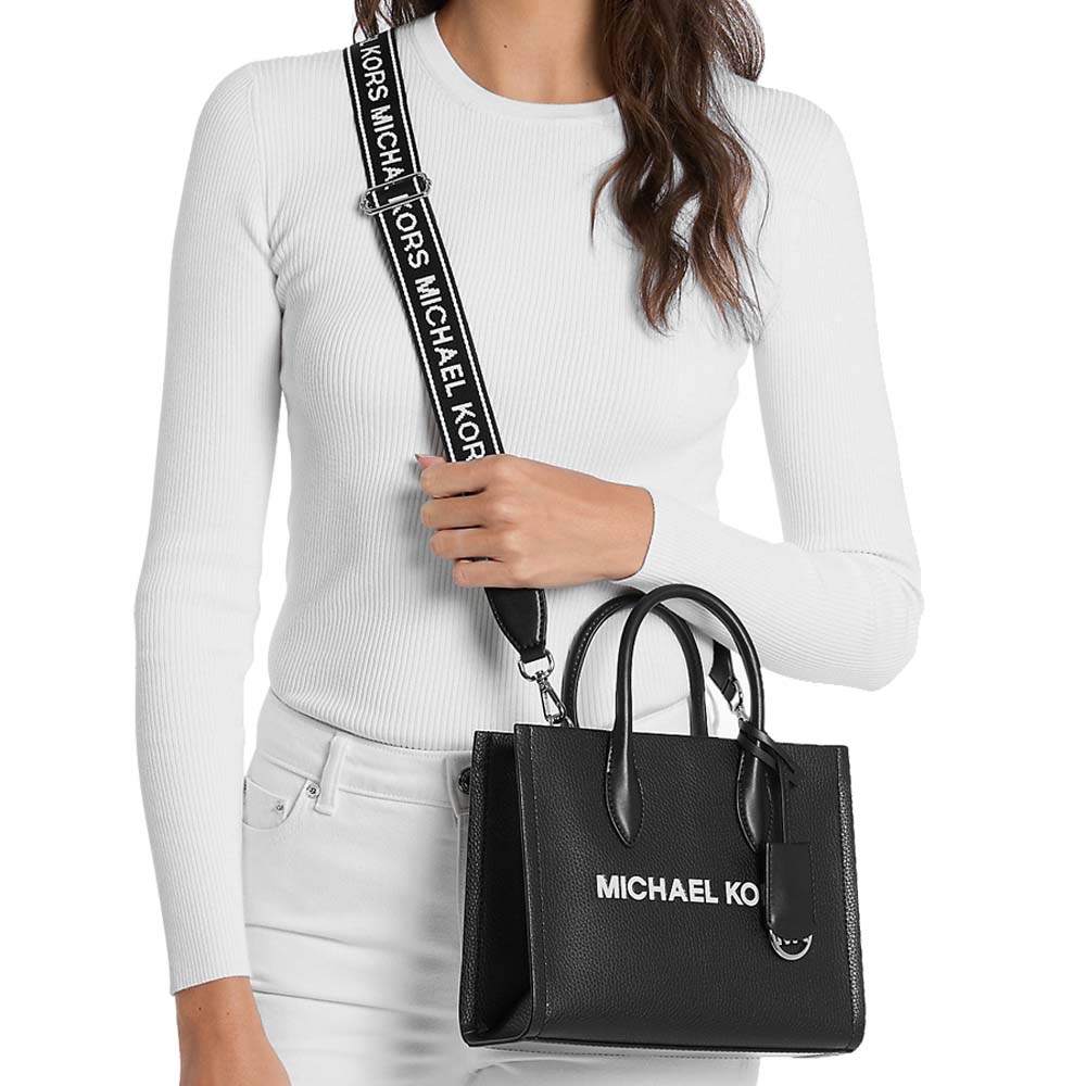 Michael Kors Mirella Small Pebbled Leather Convertible Crossbody Bag Black # 35R5G7ZT1L