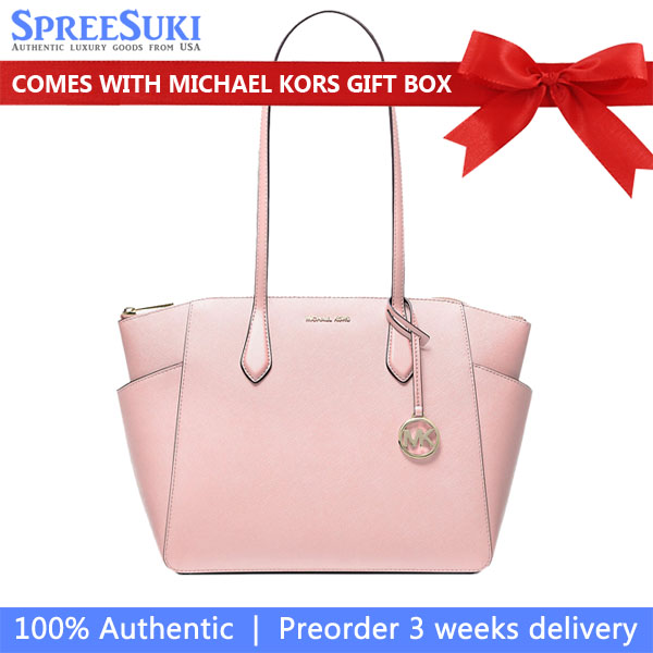 Michael Kors Marilyn Medium Saffiano Leather Tote Bag Powder Blush # 35F5G6AT2L
