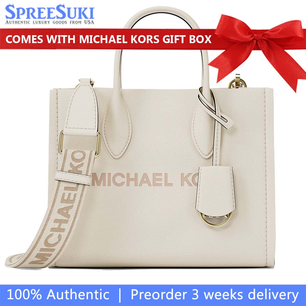Michael Kors Mirella Small Pebbled Leather Convertible Crossbody Bag Light Cream # 35R5G7ZT1L