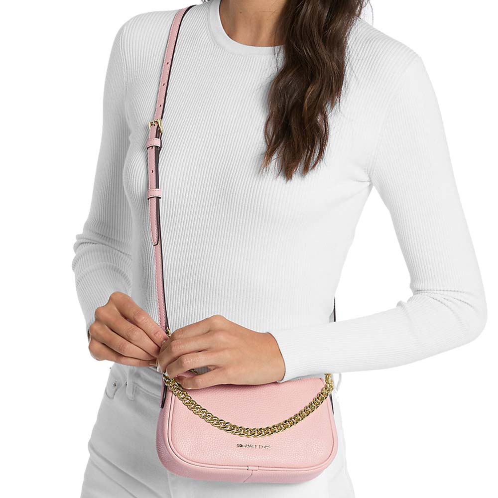 Michael Kors Carmela Small Pebbled Leather Convertible Crossbody Bag Powder Blush # 35F4G1QC1L