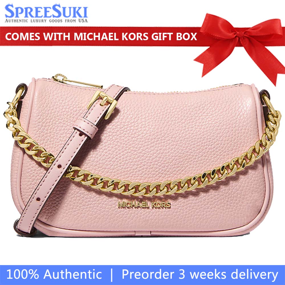 Michael Kors Carmela Small Pebbled Leather Convertible Crossbody Bag Powder Blush # 35F4G1QC1L