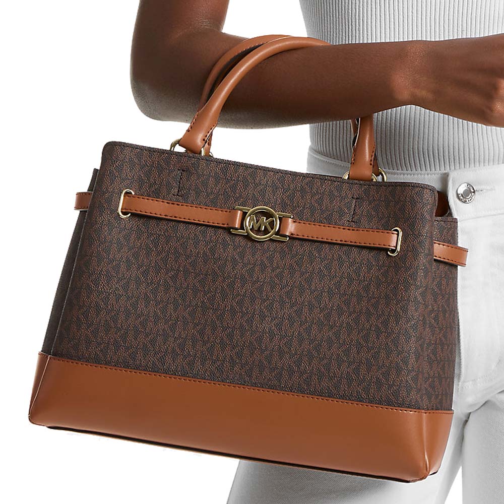 Michael Kors Reed Large Signature Logo Satchel Brown # 35F4G6RS3B