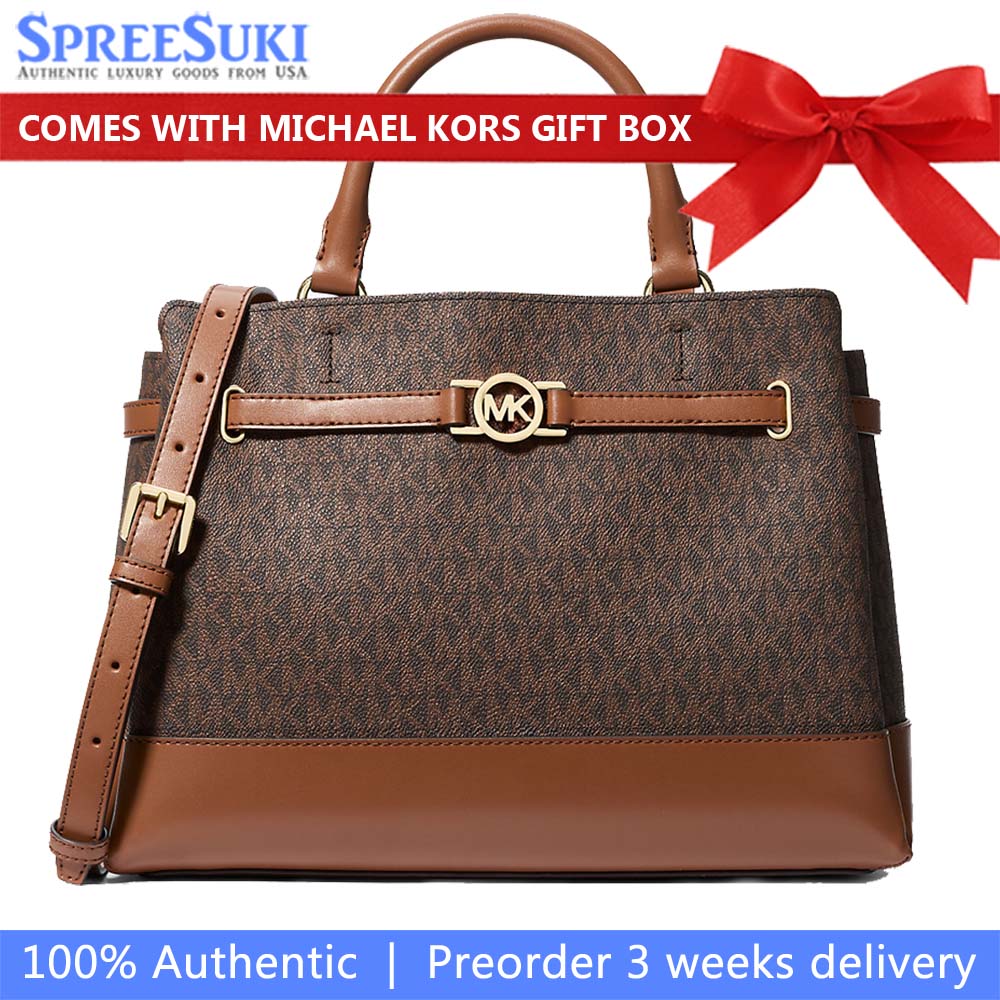 Michael Kors Reed Large Signature Logo Satchel Brown # 35F4G6RS3B