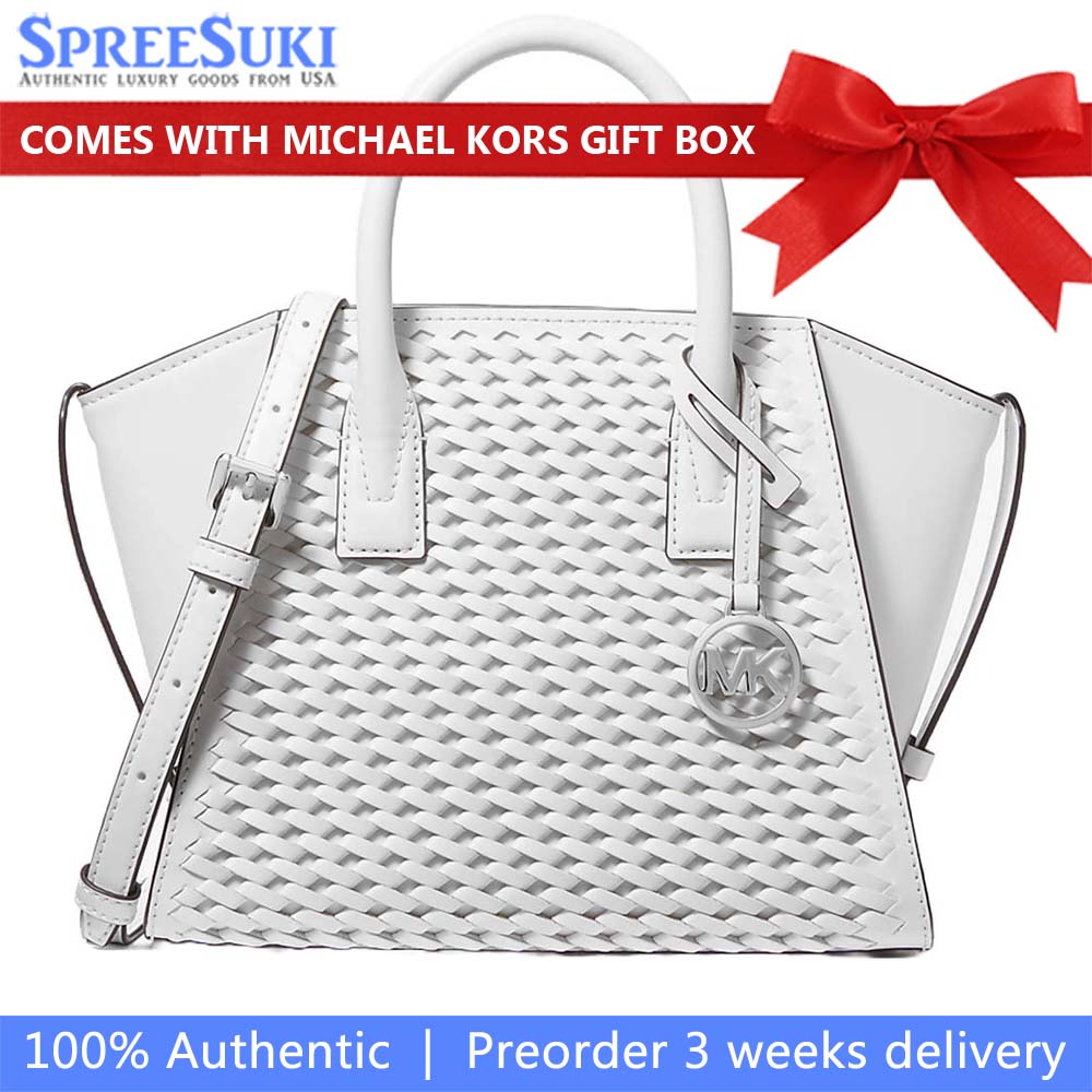 Michael Kors Avril Small Woven Satchel Optic White # 35T5S4VS1Y
