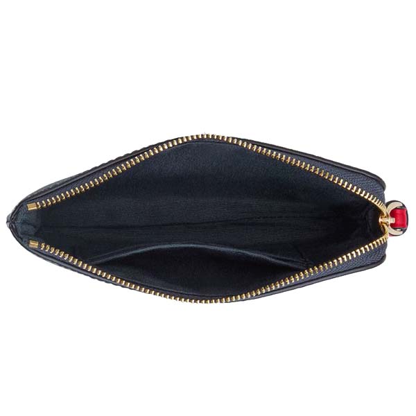 Coach Corner Zip Wristlet In Signature Canvas With Varsity Stripe Denim Bold Red # CBP19