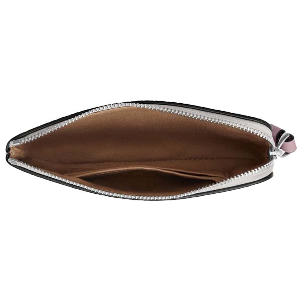 Coach Corner Zip Wristlet In Signature Canvas Silver Chalk Carnation # CAQ75