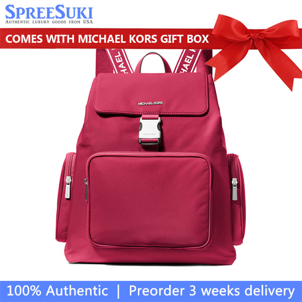 Michael Kors Khai Large Nylon Cargo Backpack Dk Raspberry # 35T5S5FB7C