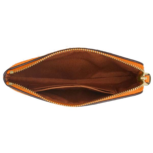 Coach Corner Zip Wristlet In Signature Canvas Bright Mandarin # CAQ75