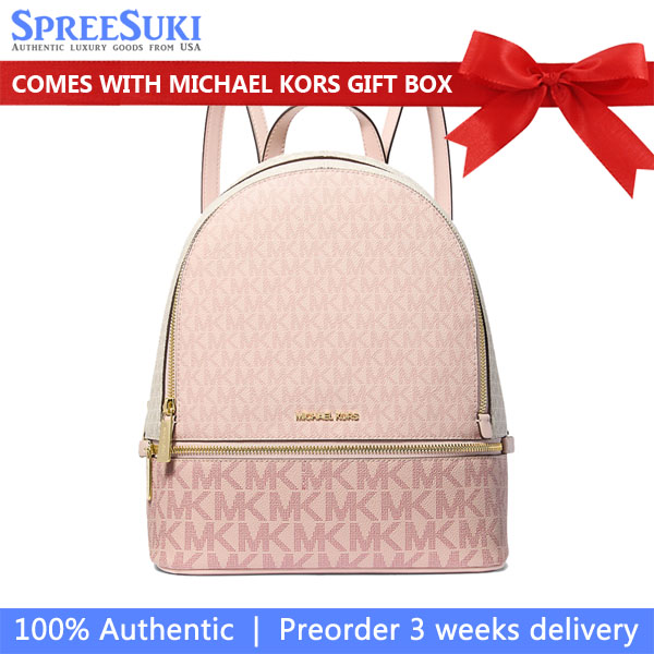 Michael Kors Rhea Medium Color-Block Signature Logo Backpack Pwd Blsh Mlt # 35S5GRAB6V