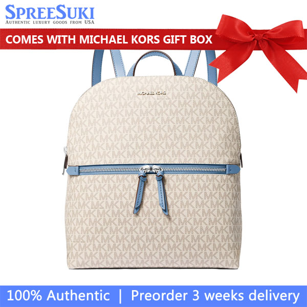 Michael Kors Dallas Medium Signature Logo Backpack Lt Sky Mlt # 35T5S9DB2B
