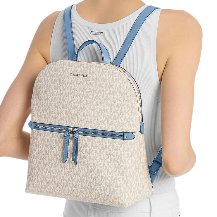 Michael Kors Dallas Medium Signature Logo Backpack Lt Sky Mlt # 35T5S9DB2B