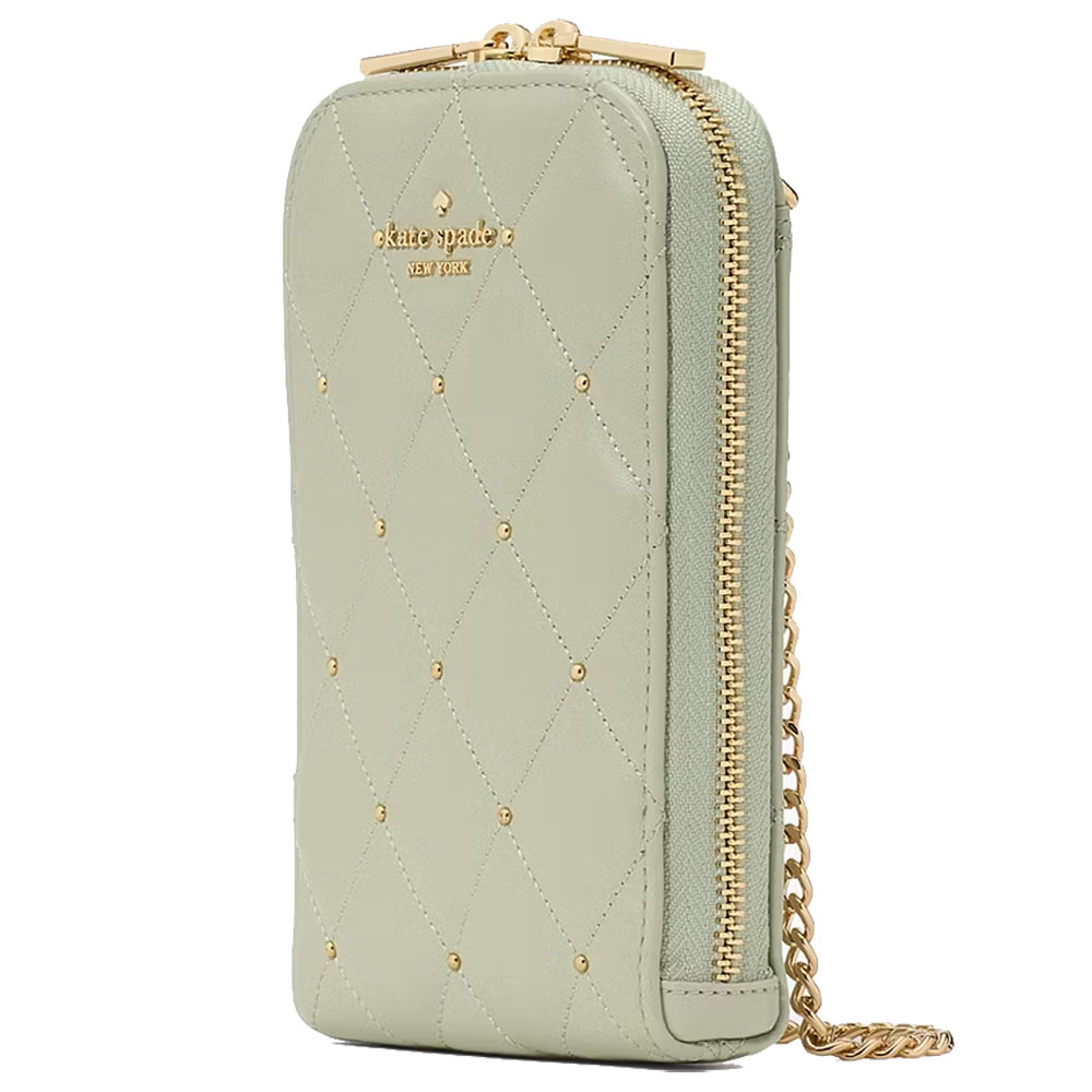 Kate Spade Carey Quilted Studded Phone Chain Crossbody Sage Bundle # KL818