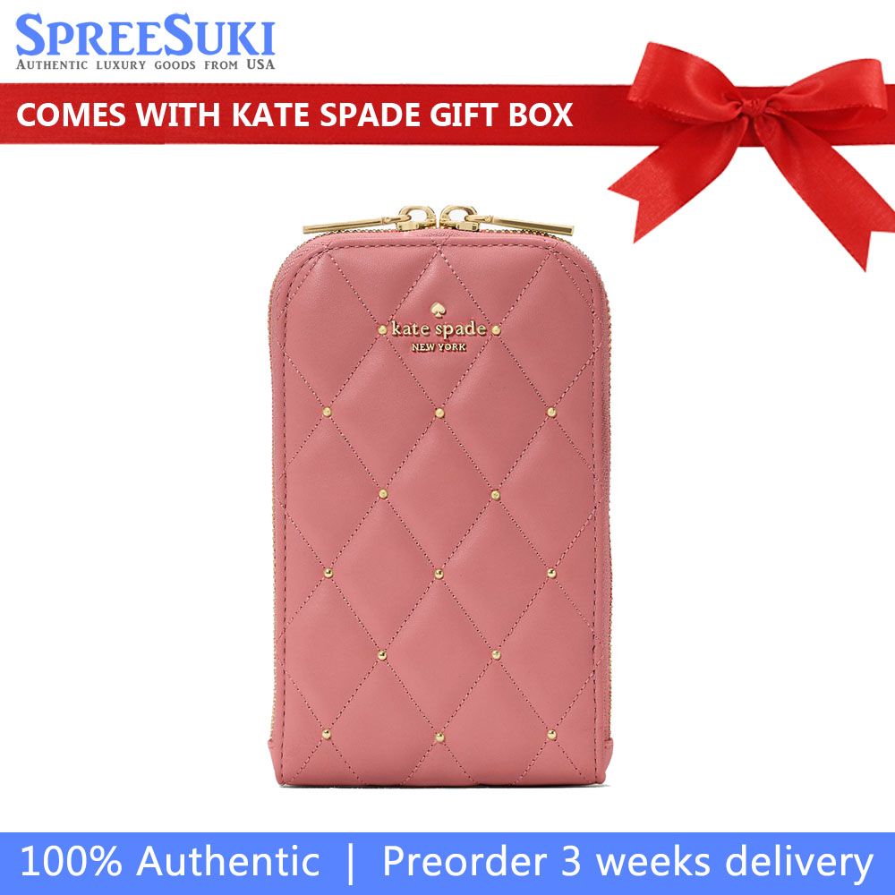 Kate Spade Carey Quilted Studded Phone Chain Crossbody Pomegranate # KL818
