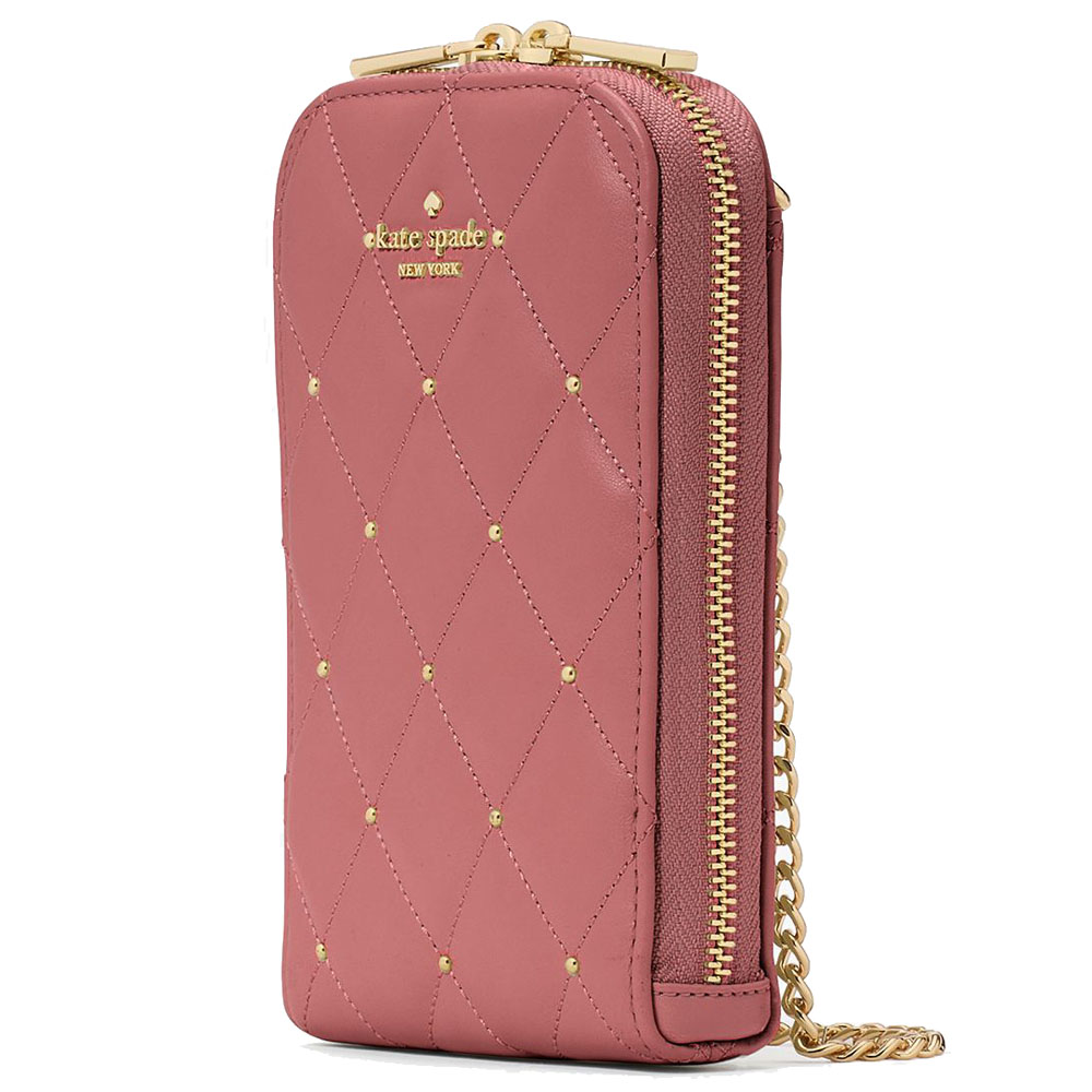 Kate Spade Carey Quilted Studded Phone Chain Crossbody Pomegranate # KL818