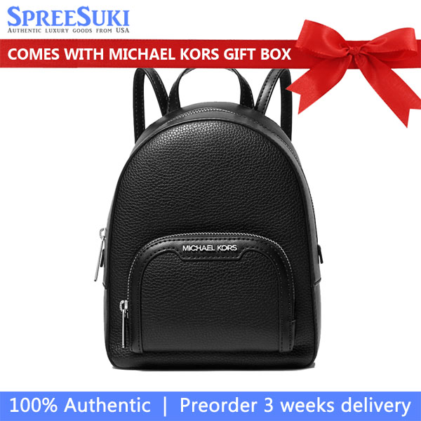 Michael Kors Jaycee Extra-Small Pebbled Leather Convertible Backpack Black # 35T2S8TB1L