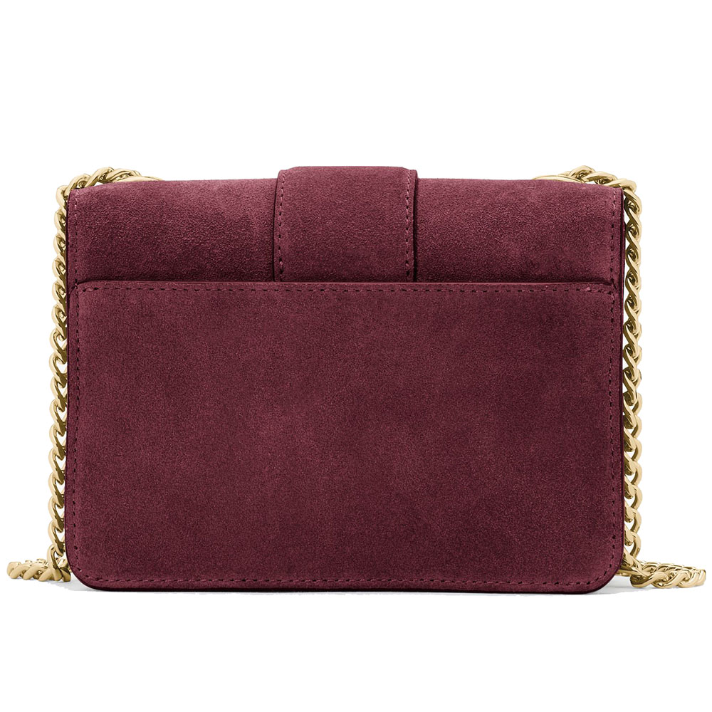 Kate Spade Phoebe Suede Turnlock Mini Flap Crossbody Dark Merlot # KM146