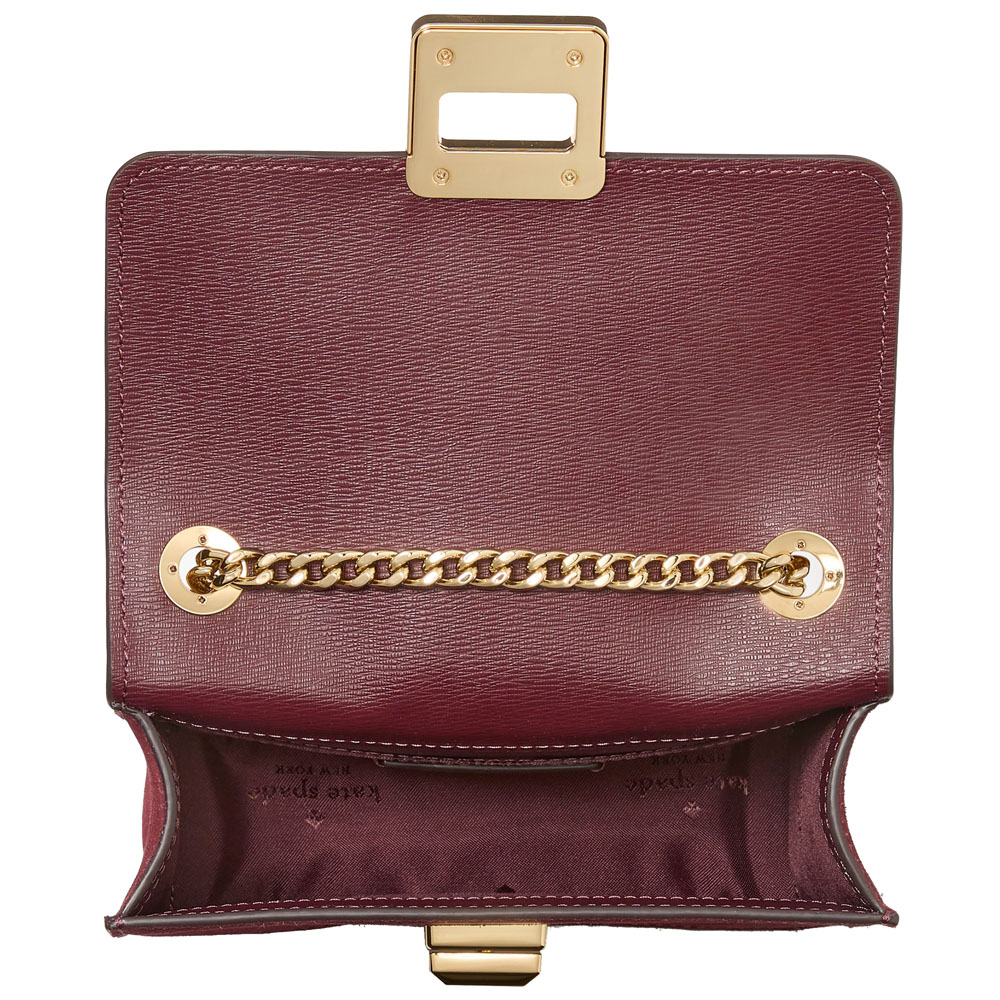 Kate Spade Phoebe Suede Turnlock Mini Flap Crossbody Dark Merlot # KM146