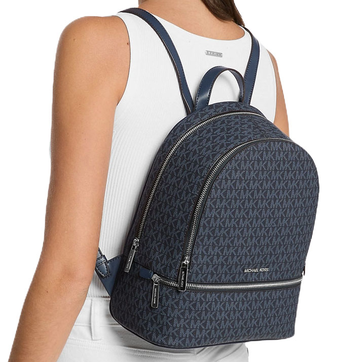 Michael Kors Rhea Medium Signature Logo Backpack Admiral # 35S5SRAB2B