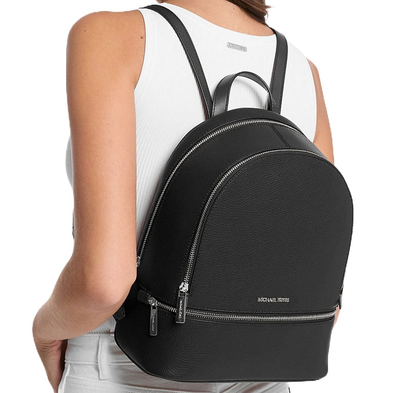 Michael Kors Rhea Medium Pebbled Leather Backpack Black # 35T5SM9M1L