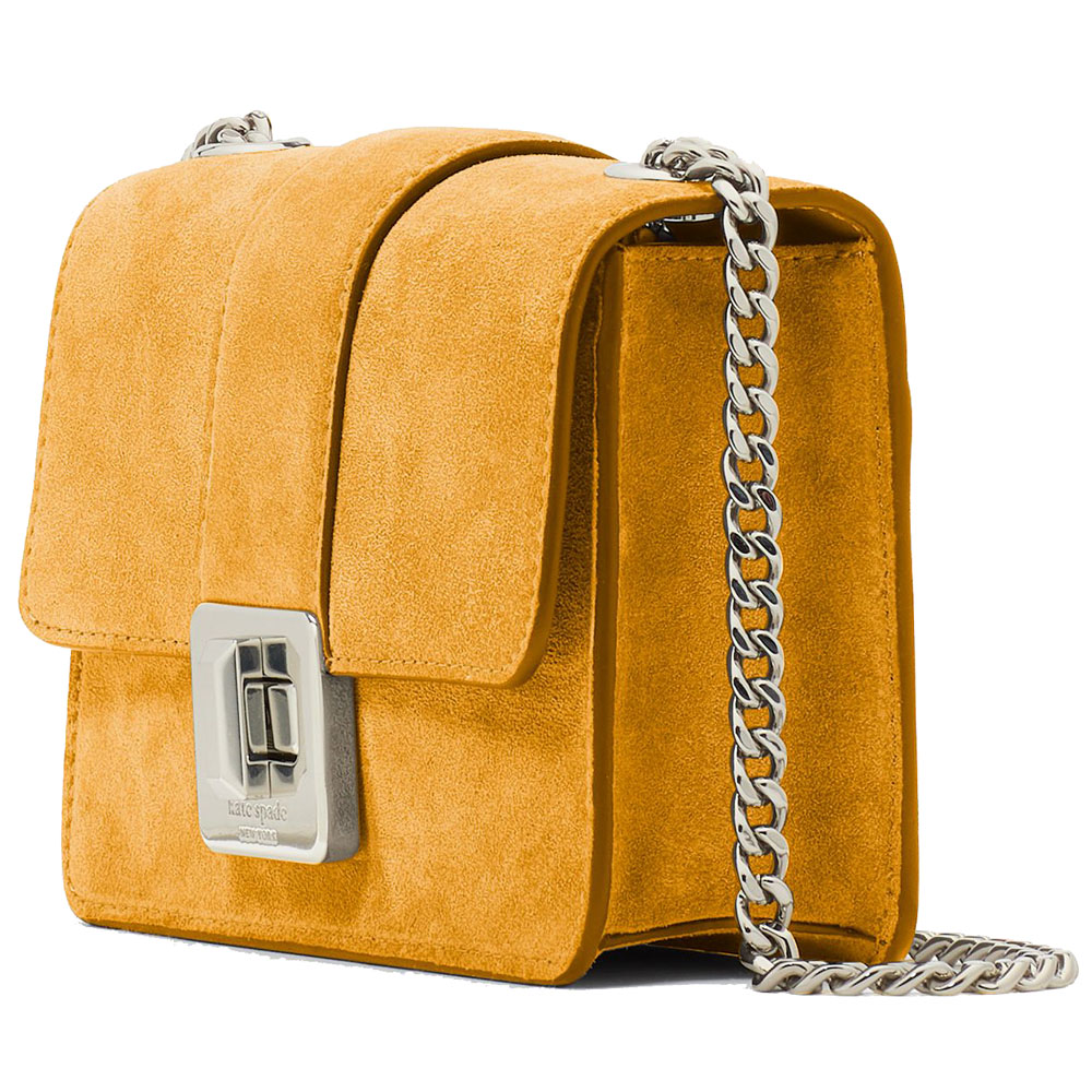 Kate Spade Phoebe Suede Turnlock Mini Flap Crossbody Squash Blossom # KM146