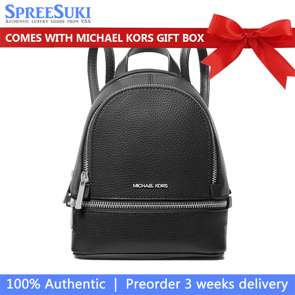 Michael Kors Rhea Extra-Small Pebbled Leather Backpack Black # 35T5SRAB0L