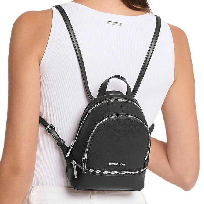 Michael Kors Rhea Extra-Small Pebbled Leather Backpack Black # 35T5SRAB0L
