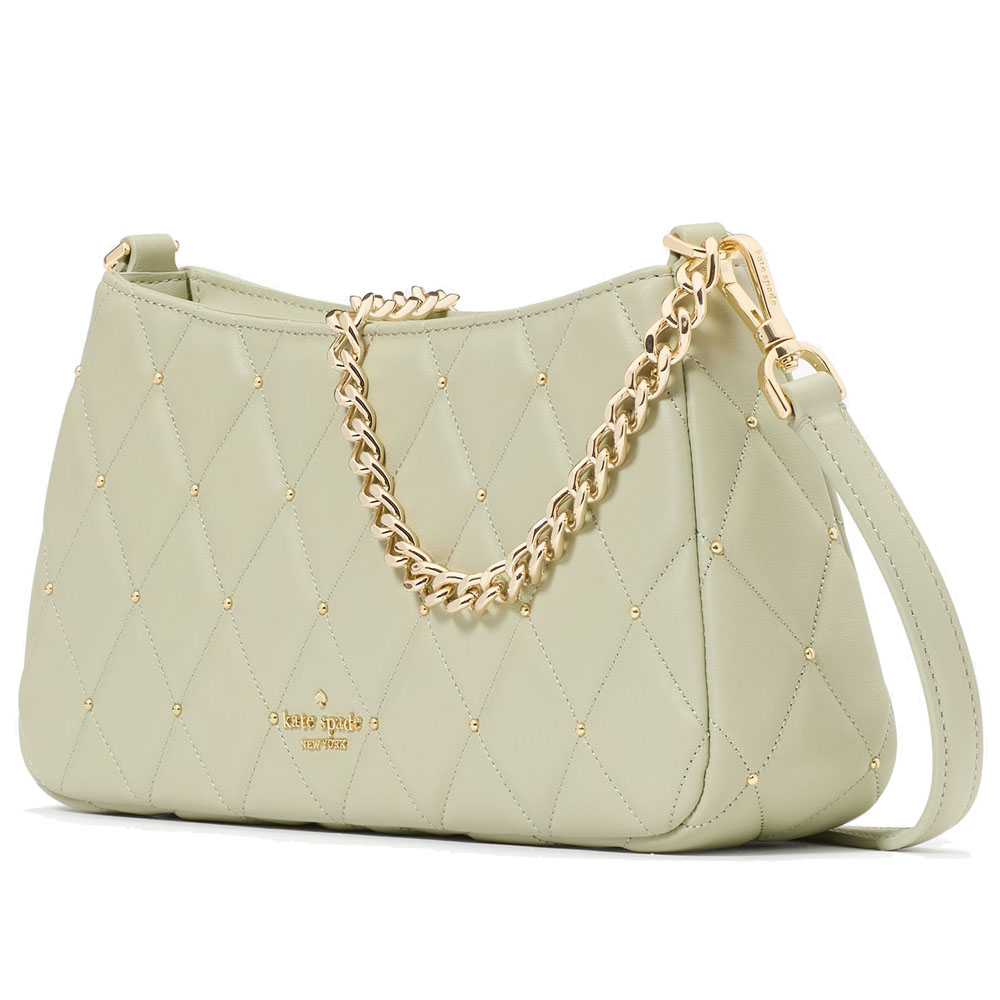 Kate Spade Carey Quilted Studs Small Convertible Crossbody Sage Bundle # KL886