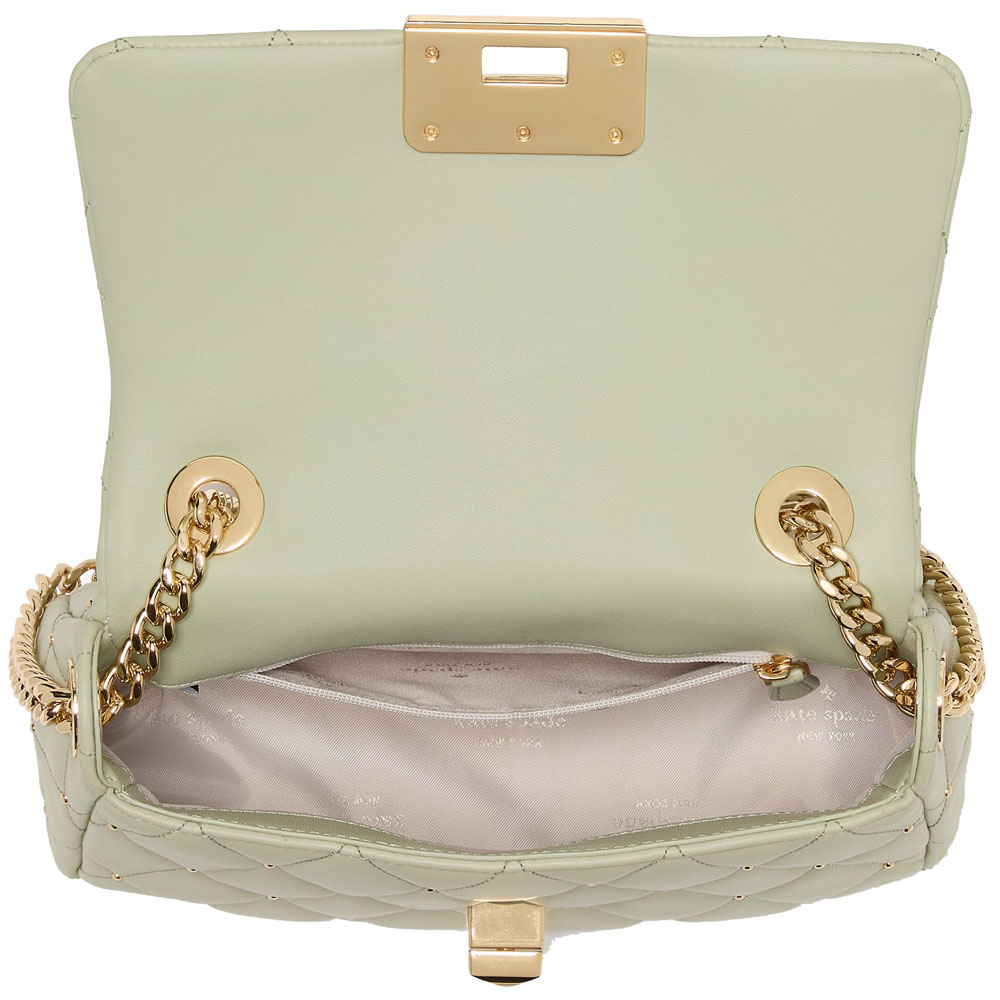 Kate Spade Carey Quilted Studs Small Flap Crossbody Sage Bundle # KL889