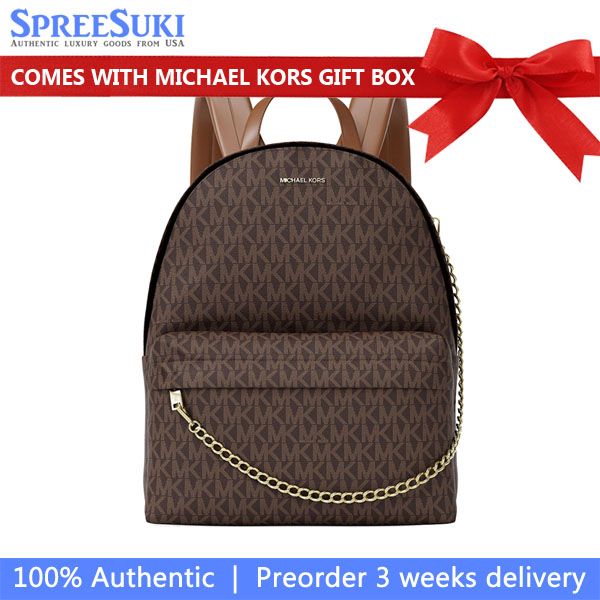 Michael Kors Slater Medium Signature Logo Backpack Brown # 35F5G04B2B