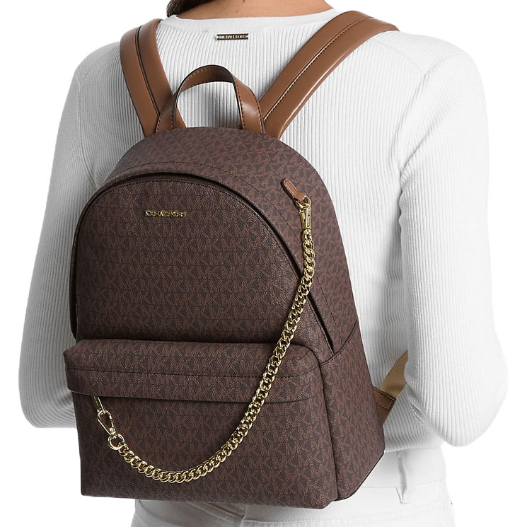 Michael Kors Slater Medium Signature Logo Backpack Brown # 35F5G04B2B