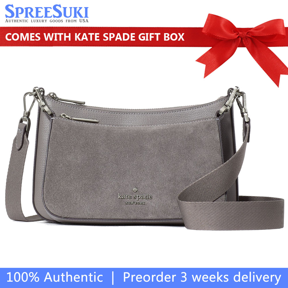 Kate Spade Duet Suede Small Crossbody Hare Grey # KM147