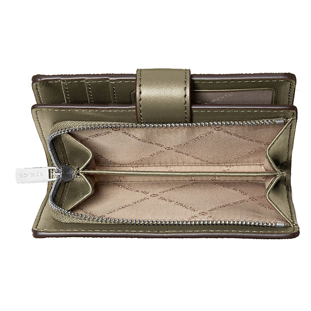Michael Kors Jet Set Medium Printed Signature Logo Wallet Olive # 35F5STVF6U