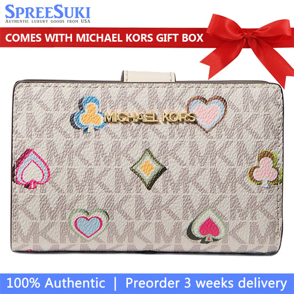 Michael Kors Jet Set Medium Printed Signature Logo Wallet Lt Crm Multi # 35F5GTVF6U