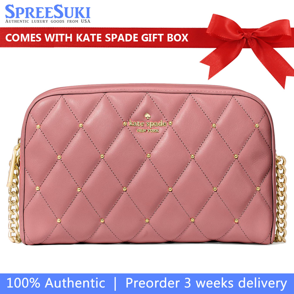 Kate Spade Carey Quilted Studded Chain Camera Bag Pomegranate # KL820
