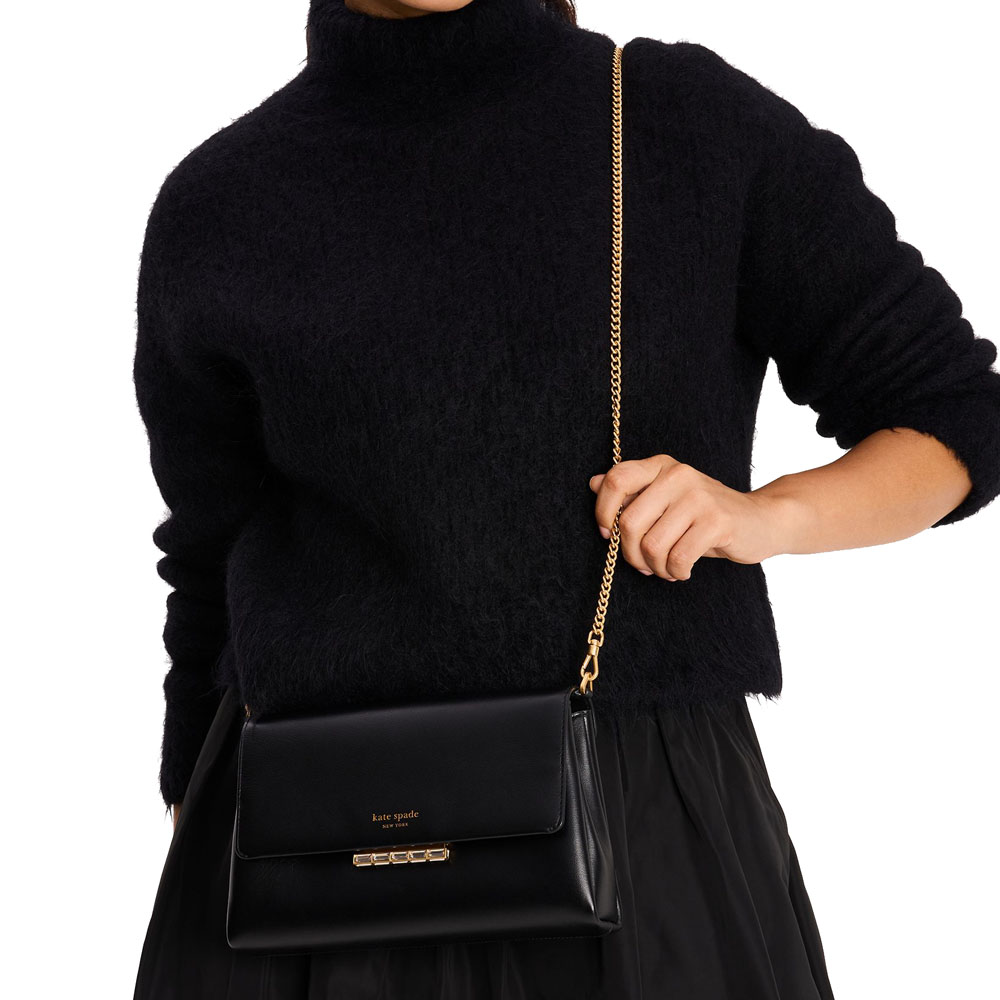 Kate Spade Grace Embellished Lock Clutch Black # KI498