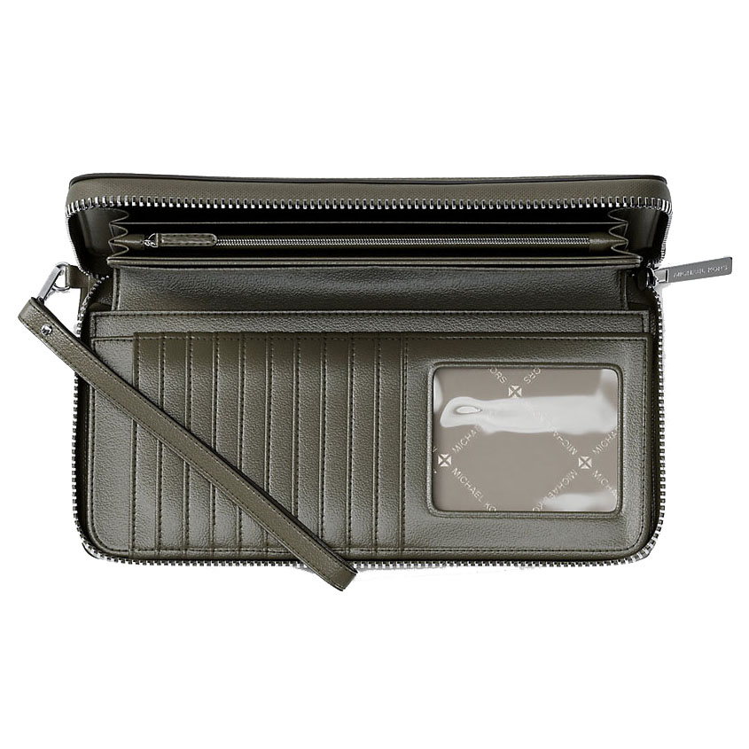 Michael Kors Large Pebbled Leather Continental Wallet Olive # 35F7STVE7L